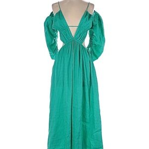 Cult Gaia Green Cutout Maxi Dress with Puff Sleeves